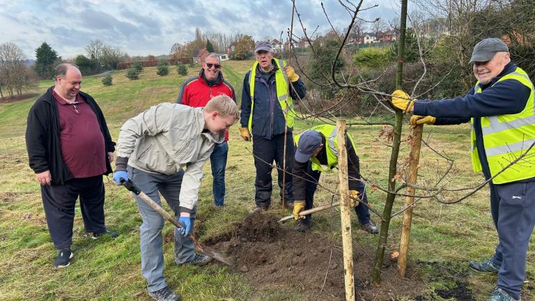 Trees are planted at Pewit Coronation Meadows Local Nature Reserve