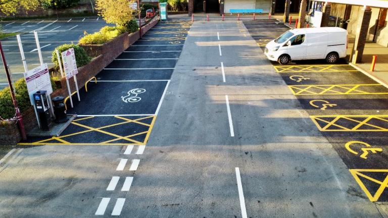 the car park following the resurfacing