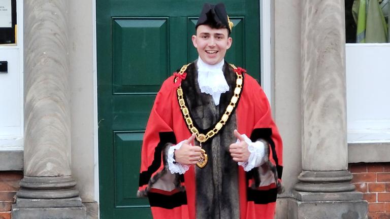 New Mayor Harry in robes