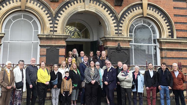 Dignitaries outside Ilkeston town hall during the recent visit