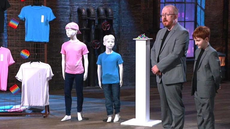Max and dad Matt on Dragons' Den