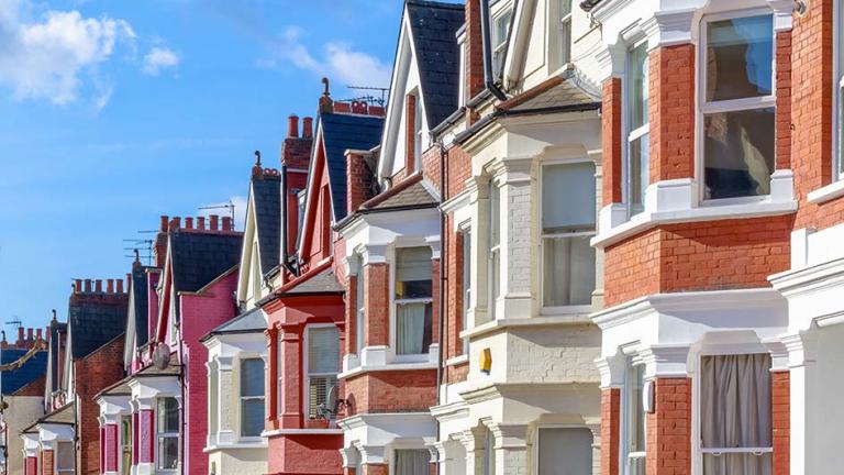 row of houses of different bright colours