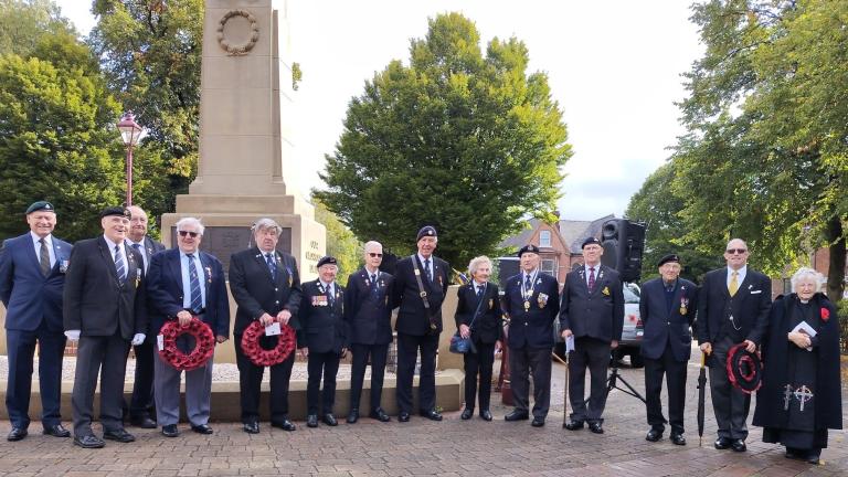 James Dawson, second from right, joins veterans paying tribute to heroic war seafarers at Ilkeston Cenotaph