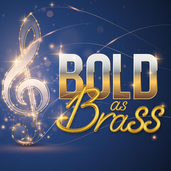 The text 'Bold as Brass' next to a glittering music note