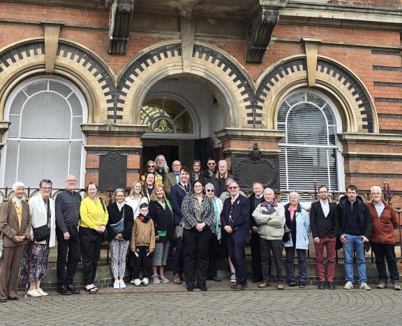 Dignitaries outside Ilkeston town hall during the recent visit