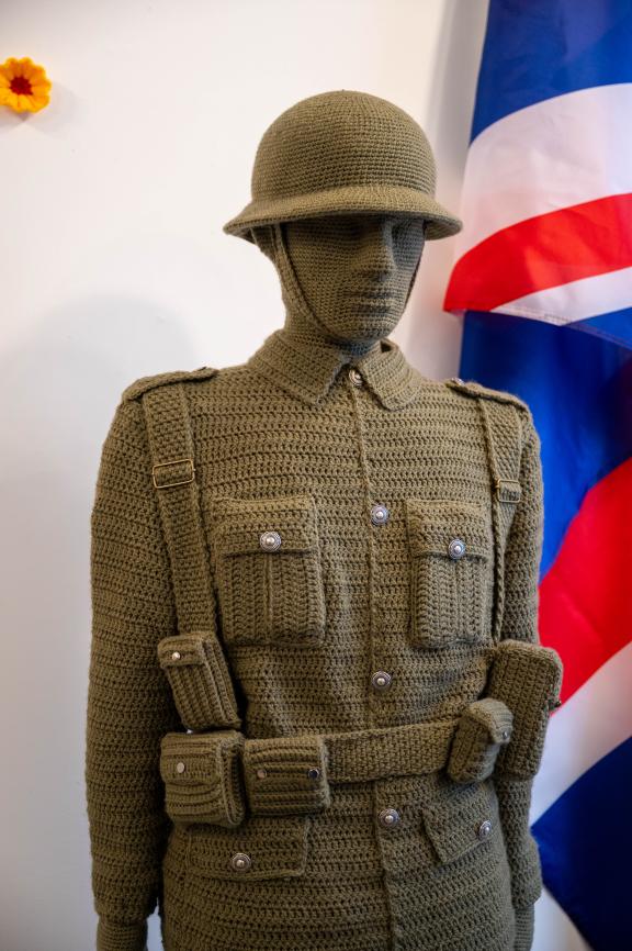 Jilly's crochet soldier at the museum