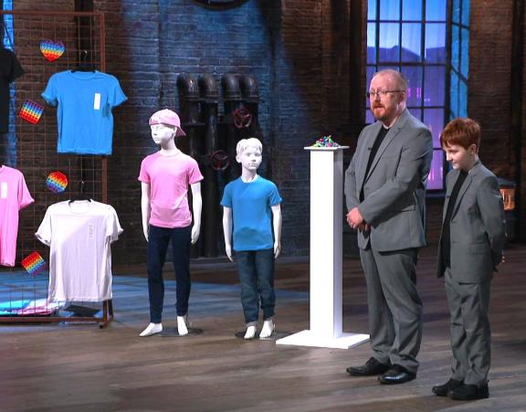 Max and dad Matt on Dragons' Den