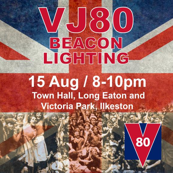 VJ day 80th anniversary Beacon Lighting graphic