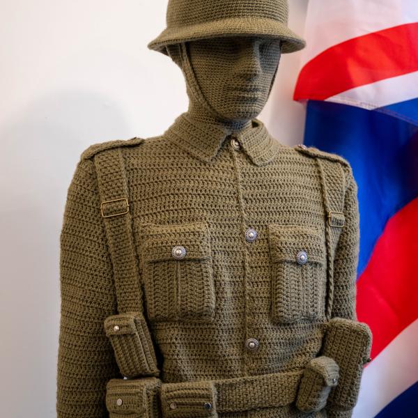 Jilly's crochet soldier at the museum